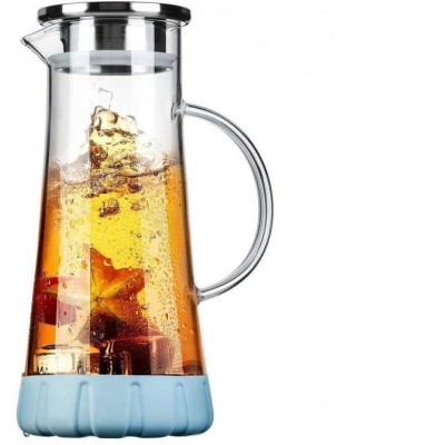 50 Oz Carafe with Lid,Glass Water Jug with Particular Coaster and Brush,Glass Water Jar